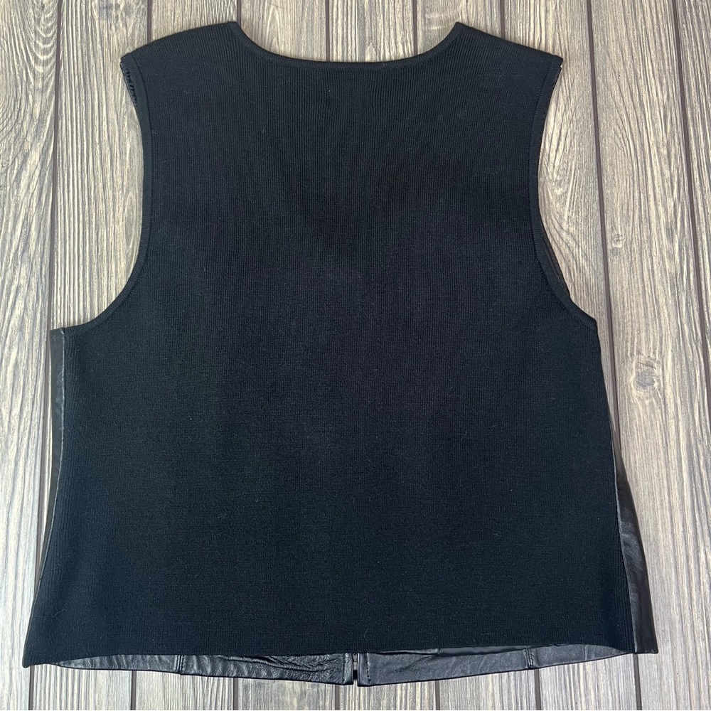Black Leather Zip-Up Vest Lambskin Leather Women's XL - Picture 7 of 9